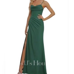 JJs House A Line Cowl Floor Length Chiffon Bridesmaid/Prom/ Dark Green Dress. 12